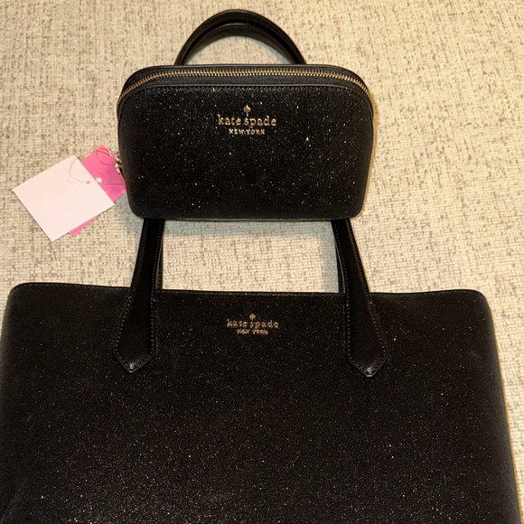 Kate Spade Glittering Black Tote with Matching Clutch - Picture 5 of 12